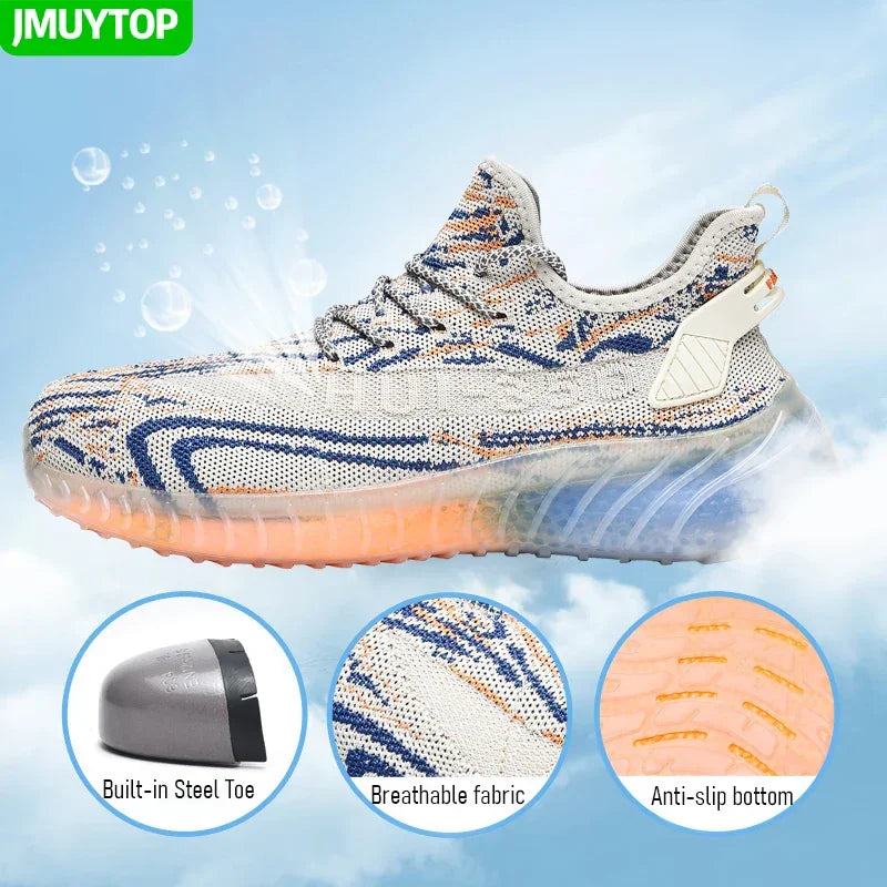 Men Safety Shoes man Lightweight Comfor work shoe womensecurity steel toe Sneakers Breathable Non-Slip summer Hiking work boots