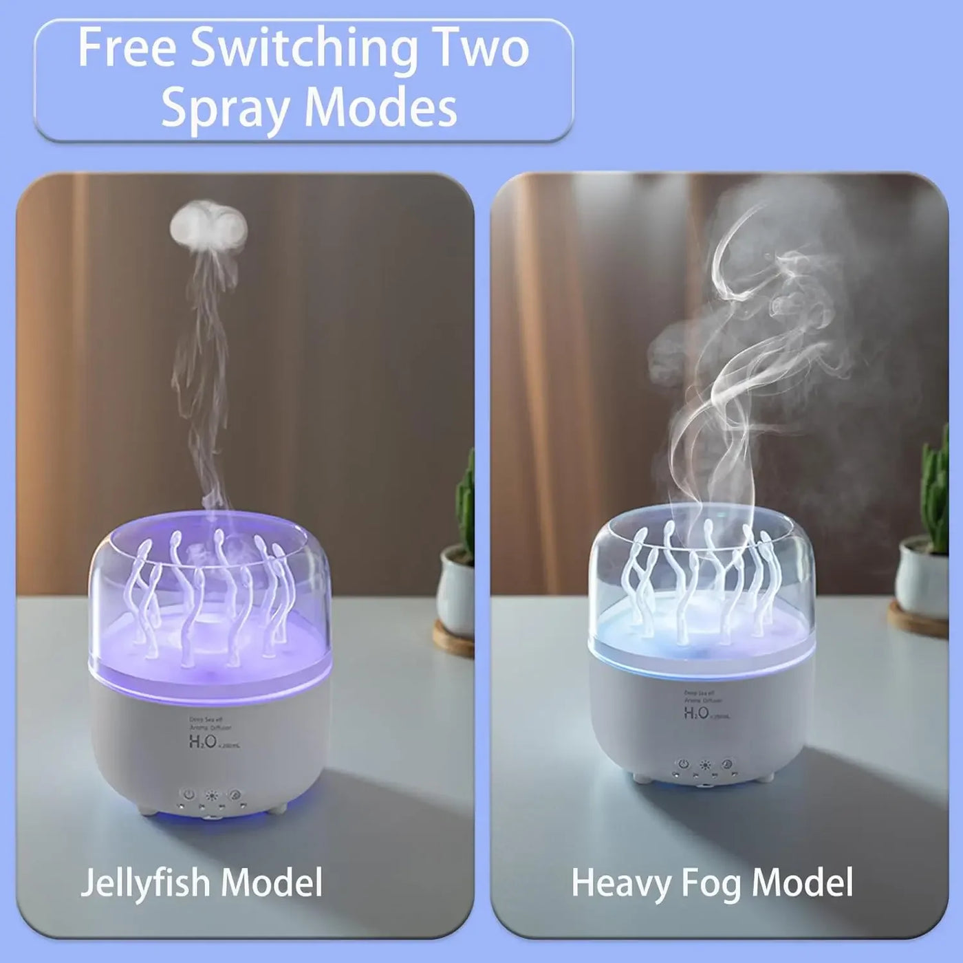 Air Humidifier for Bedroom 280ML Rotating Sea Grass Ultrasonic Aromatherapy Diffusers Mist Maker Fragrance Essential Oil Aroma
