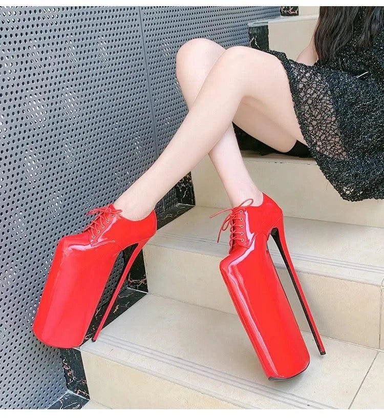 Women's Waterproof Platform High Heel Shoes 30cm | Lace up Fashion High Heel Shoes New | Trendy Model Shoes