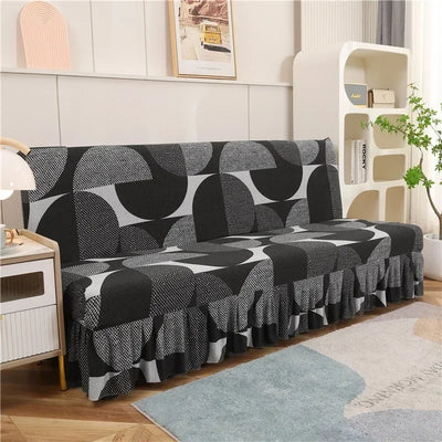 1/2/3Seater Sofa Bed Cover with Elastic Printing Seat Cover Armless Sofa Bed Cover Sofa Covers for Living Room Home Decor