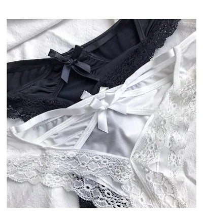 Thong women's underwear ice silk sexy lace cross belt light luxury low waist T pants sexy hollow temptation thong women