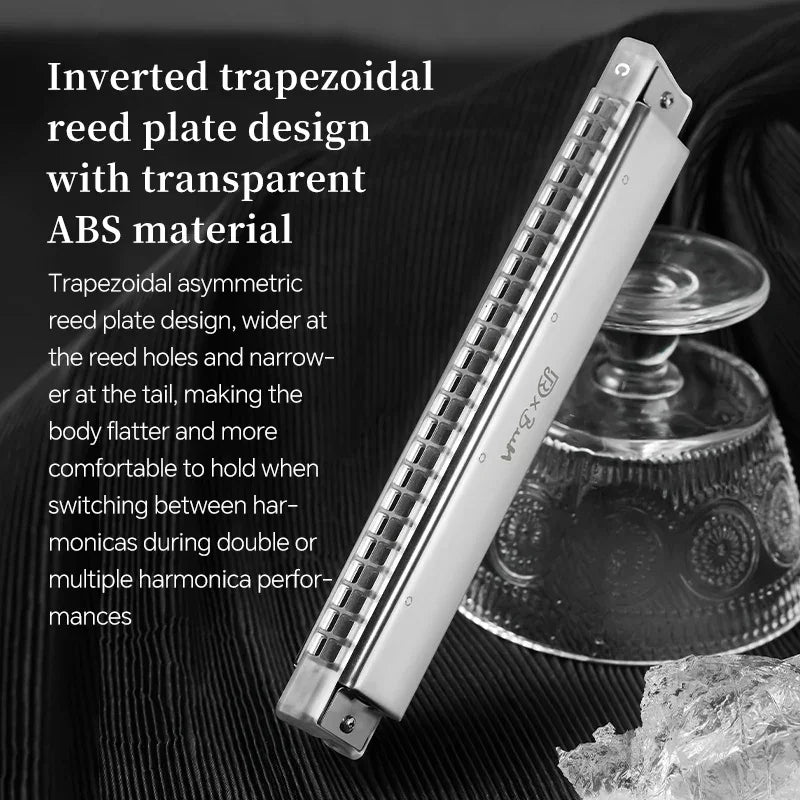 JDR Polyphonic Harmonica 24 Holes Professional Tremolo Mouth Organ T2406S Harmonica For Adults, Professionals and Students