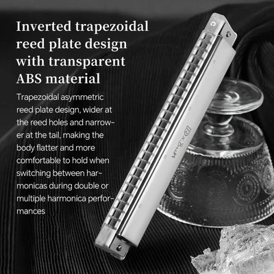 JDR Polyphonic Harmonica 24 Holes Professional Tremolo Mouth Organ T2406S Harmonica For Adults, Professionals and Students