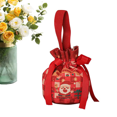 Christmas Gift Bag Candy Bags With Drawstrings Bow Cartoon Candy Packaging Box Party Supplies Linen Storage Bag Christmas decor