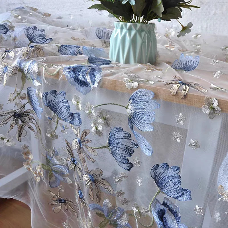 Haute Couture Tulle Mesh Lace Embroidery women's Wedding Dress Fabric Curtain DIY Gauze Skirt Sewing Stitching Material Cloth