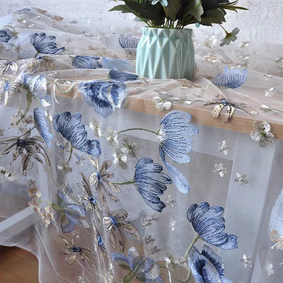 Haute Couture Tulle Mesh Lace Embroidery women's Wedding Dress Fabric Curtain DIY Gauze Skirt Sewing Stitching Material Cloth