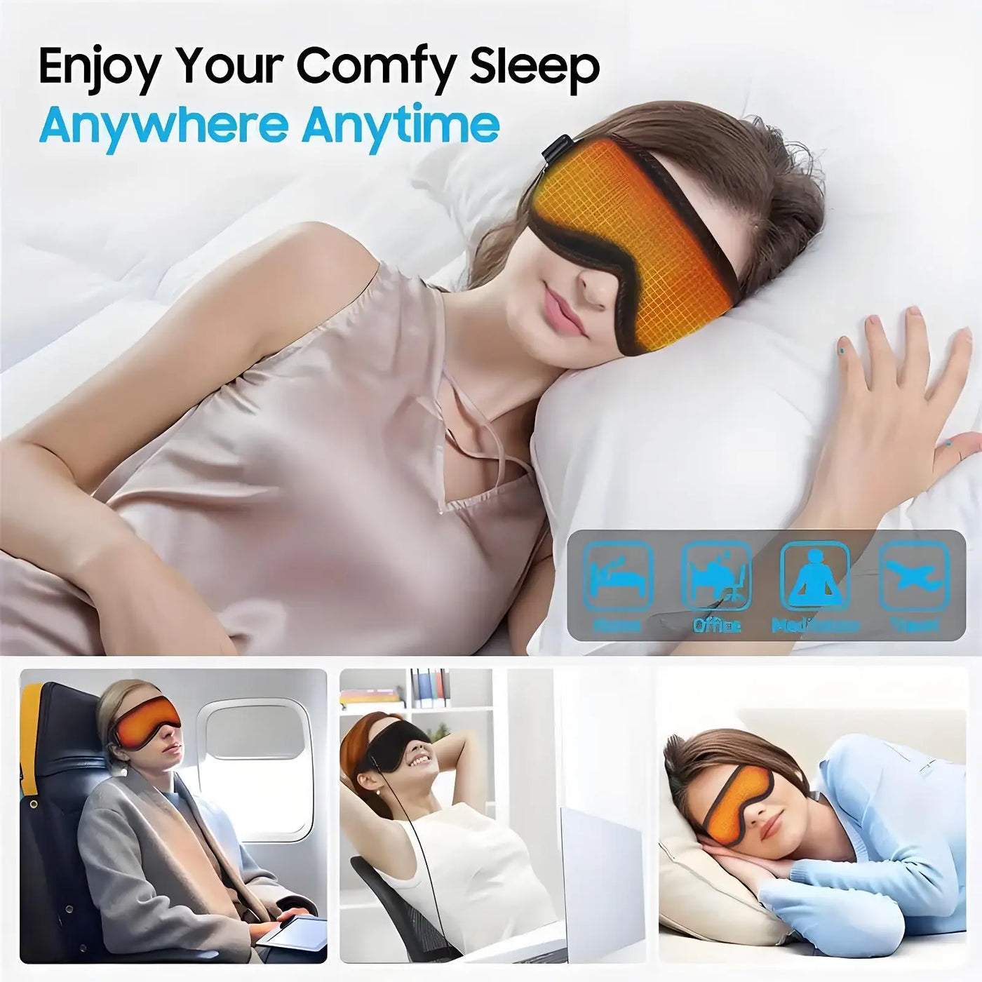 Heated Eye Mask Eye Mask for Dry Eyes with 3 Heat Levels Hot Compress Warm Compress Heating Pad for Sleep Dark Circles