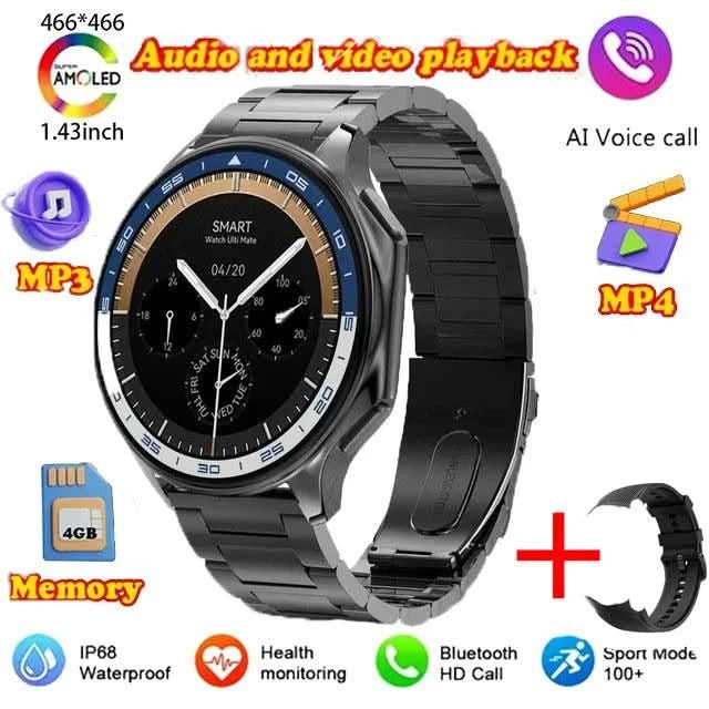 New for Oppo Watch X Men Smartwatch 32GB Extra large Memory 3D Mode MP3 MP4 Smart Watch GPS Sport Smartwatches Bluetooth calling
