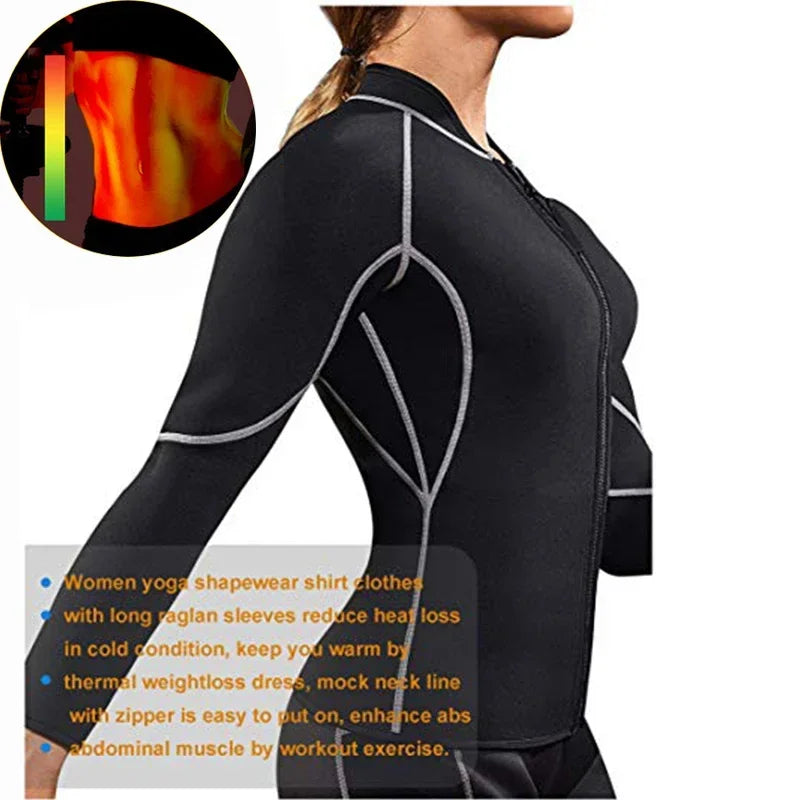 Hot Sauna Suit Sauna Sweat Pants Hot Thermal Sweating Shapers Women Weight Loss Fat Burning Corset Body Shaper Slimming Coats
