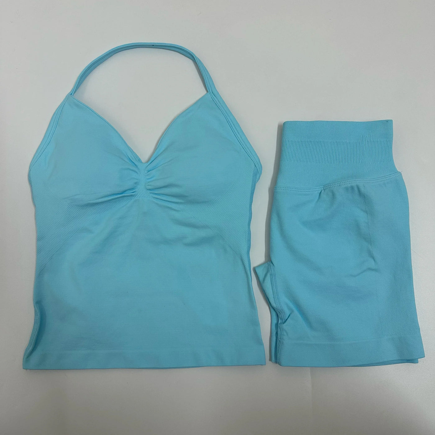 Women Yoga Set Seamless Yoga Longline Strappy Tank Top