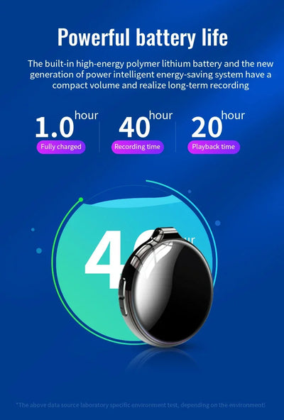 Voice Recorder Activated Recording Micro Dictaphone Digital Audio Smart Recorder MP3 Player Noise Reduction