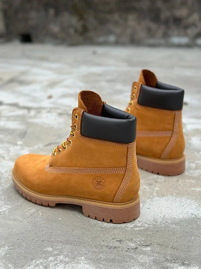 Hiking boots Men's High Help Work Suit Boots Cowhide Yellow Boots Cotton Shoes ClimbiWaterproof Shoes Lovers Shoes Yellow Boots