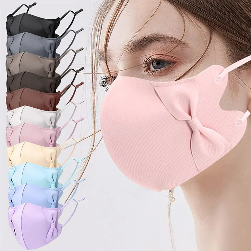 Anti-uv UPF50+ Ice Silk Sunscreen Mask 3D Bow Anti-sun Mask Traceless Summer Outdoor Sports Face Mask Breathable Golf Mask