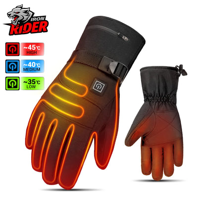 Heated Motorcycle Gloves Winter Warm Motorcycle Gloves Guantes Moto Heated Gloves Waterproof Rechargeable Heating Thermal Gloves