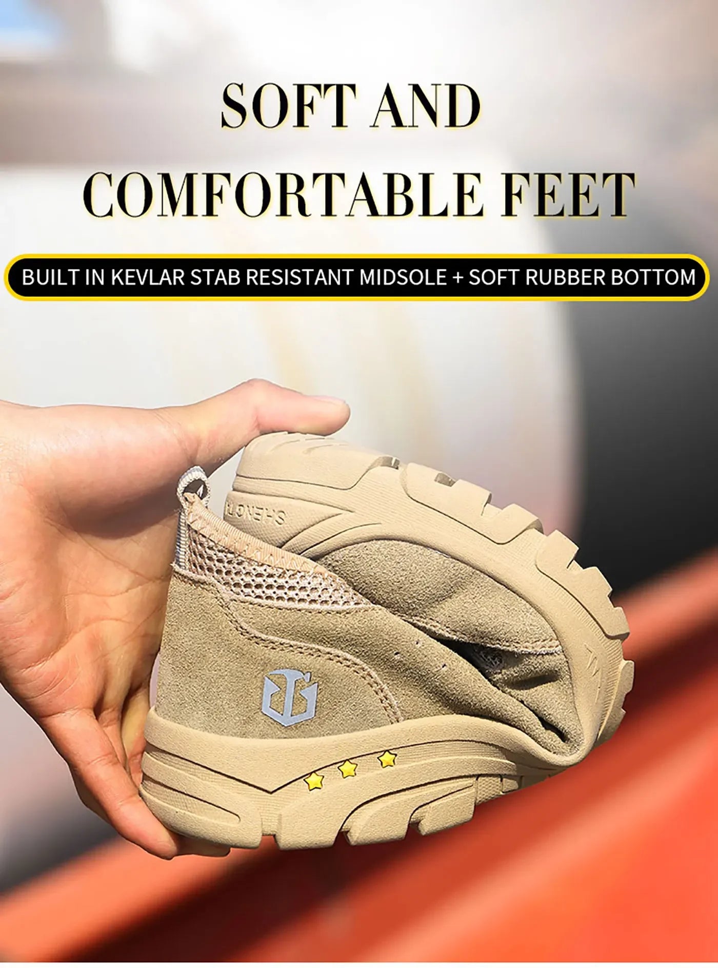 Men's safety shoes are impact resistant, puncture resistant, soft, comfortable, breathable, non slip, and lightweight work shoes