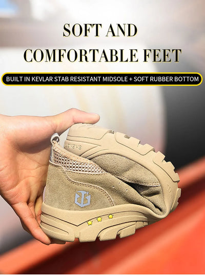 Men's safety shoes are impact resistant, puncture resistant, soft, comfortable, breathable, non slip, and lightweight work shoes