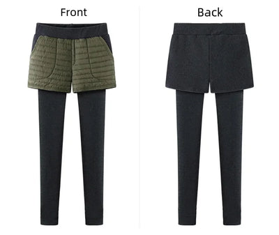 Winterfleece-lined Women's Tights Two-piece Illusionshorts Autumn/winter Thickened Cotton Wadded Trousers Warm Leggings