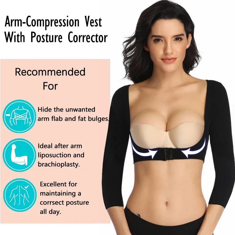 Upper Arm Shaper Post Surgical Slimmer Compression Sleeves Posture Corrector Tops