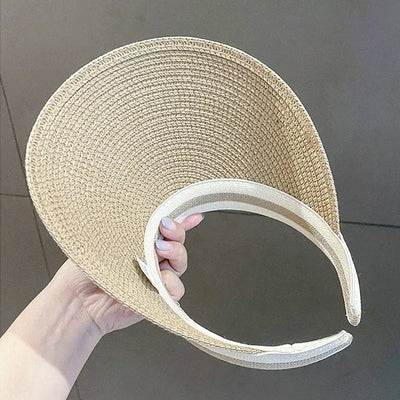 Fashionable Women's Sun Hat Sunscreen UV Resistant Beach Sun Hat Casual Hat Lafite Grass Woven Top Hat Suitable for Summer Women