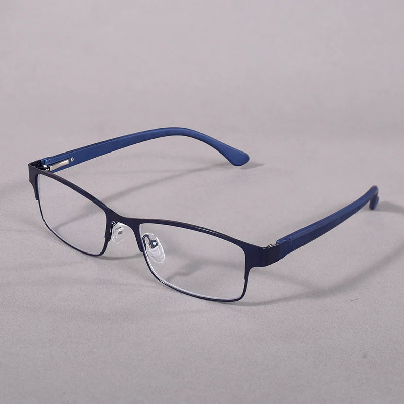Blue Light Blocking Reading Glasses Men Computer Readers Metal Frame with Spring Hinge Square Frame For Men Women+100+150+200