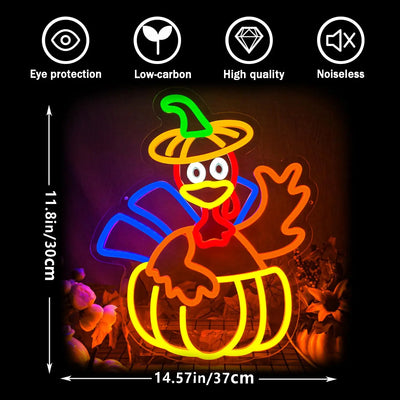 Turkey Thanksgiving Neon Sign Usb Power Supply Wall Decor for Thanksgiving Happy Children'S Gifts Home Party