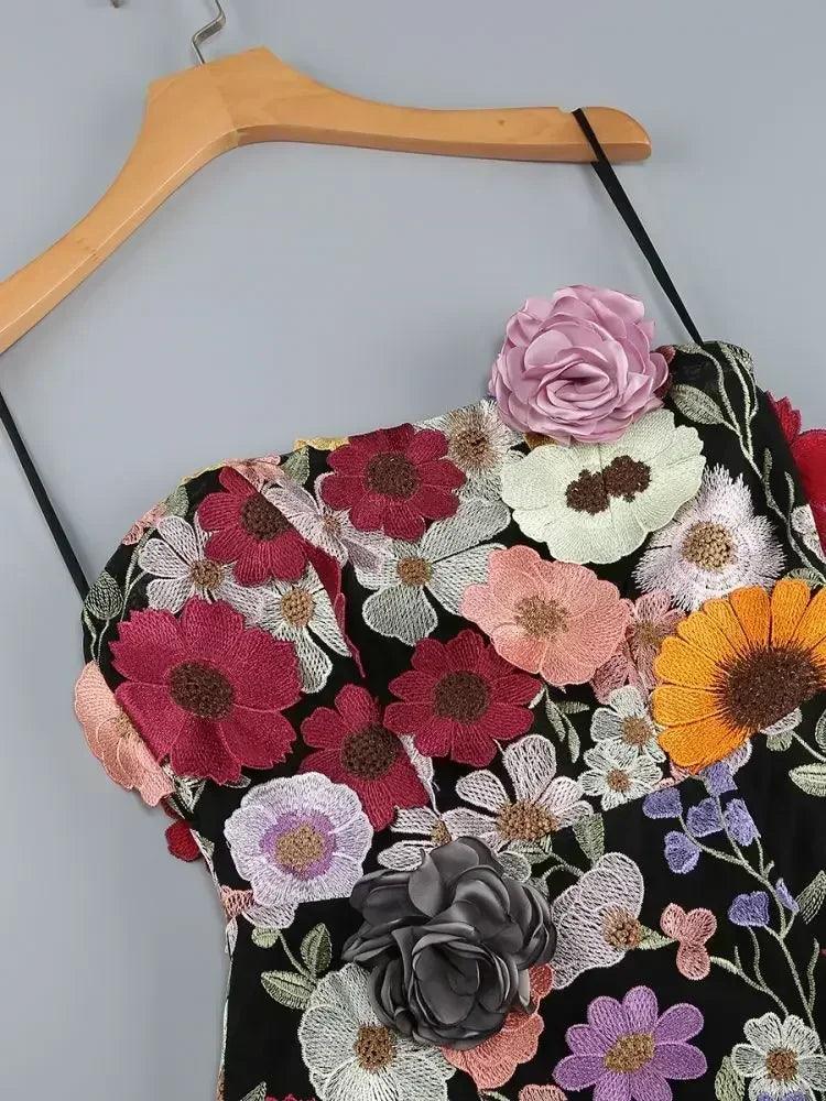 Luxury dresses women 2025 summer prom gown new bodycon mini party dress retro embroidered flower evening gowns brithday