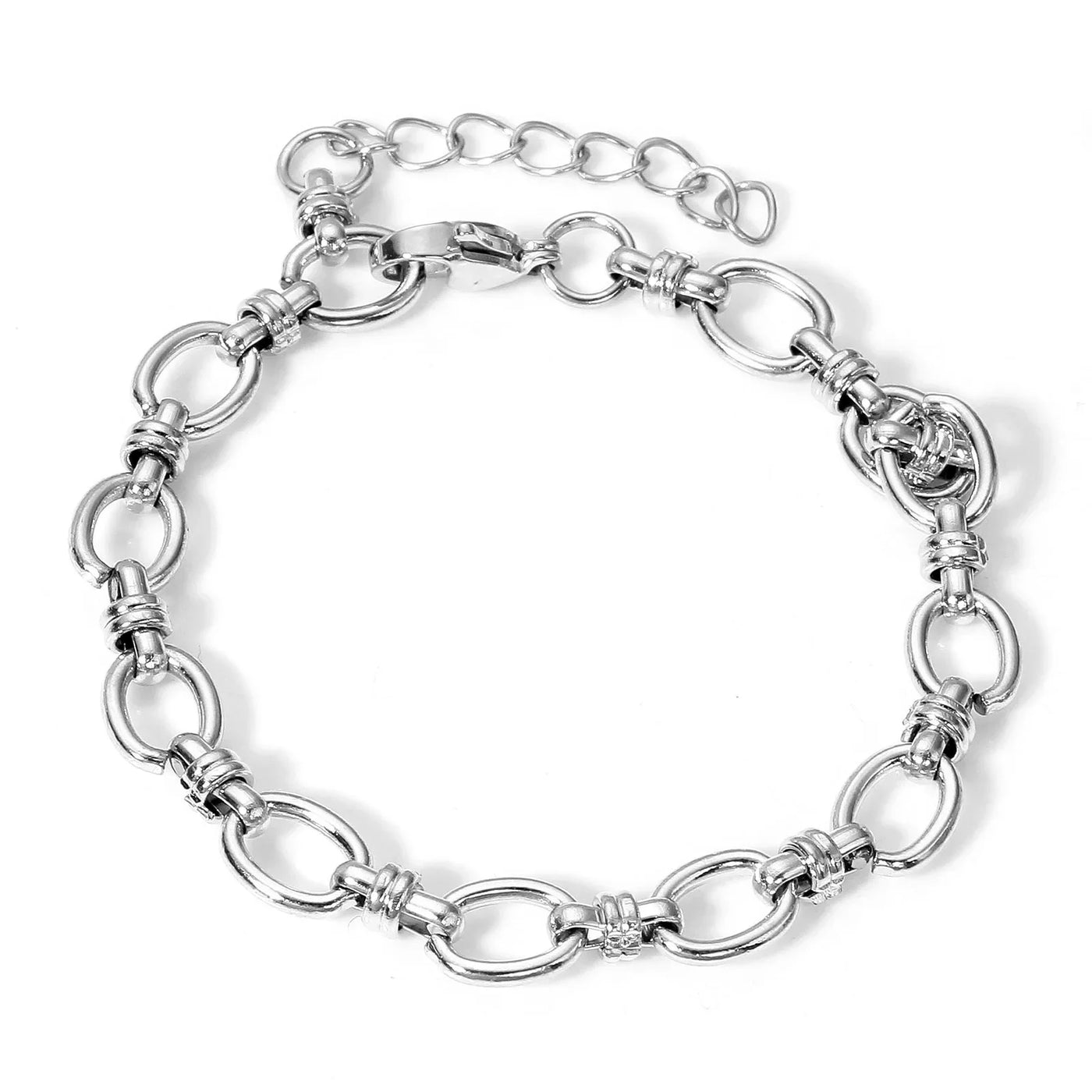 1Piece Statement Stainless Steel Chain Bracelet For Women Men Punk Metal Oval Bracelet Handmade Exquisite Jewerlry Gifts 17.5cm