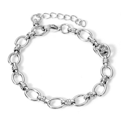 1Piece Statement Stainless Steel Chain Bracelet For Women Men Punk Metal Oval Bracelet Handmade Exquisite Jewerlry Gifts 17.5cm