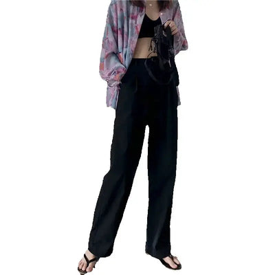 Spring Autumn Women Elegant Long Loose Pants Vintage Lady High Waist Wide Leg Cotton Pants Female Casual Street Pants Bottoms