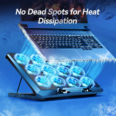 COOLCOLD Laptop Cooling Pad with 12 Quiet Fans,12-17.3 Inch Gaming Laptop Cooler Stand with Two USB Ports & Phone Holder