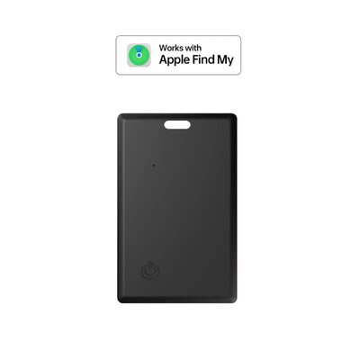 Black Apple AirTag tracker card for slim wallet with Find My app