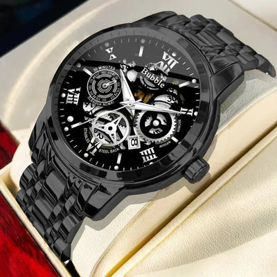Luxury Men's Fashion Watch High-end Light Luxury Multi-functional Quartz Watch Waterproof Roman Hollow Men's Clock Watch