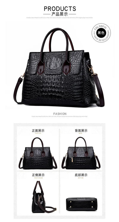 Vintage Fashion Crocodile Genuine Leather Luxury Ladies Handbags Women Bags Designer Woman Shoulder Bag Female Bolsas Feminina