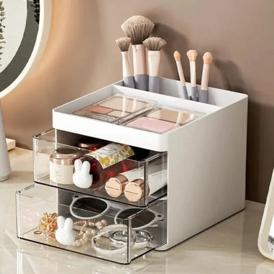 Small Desk Organizer With Drawer, Office Desktop Storage Box, Makeup Organizer, Business Card/Pen/Pencil/Mobile Phone/Stationery