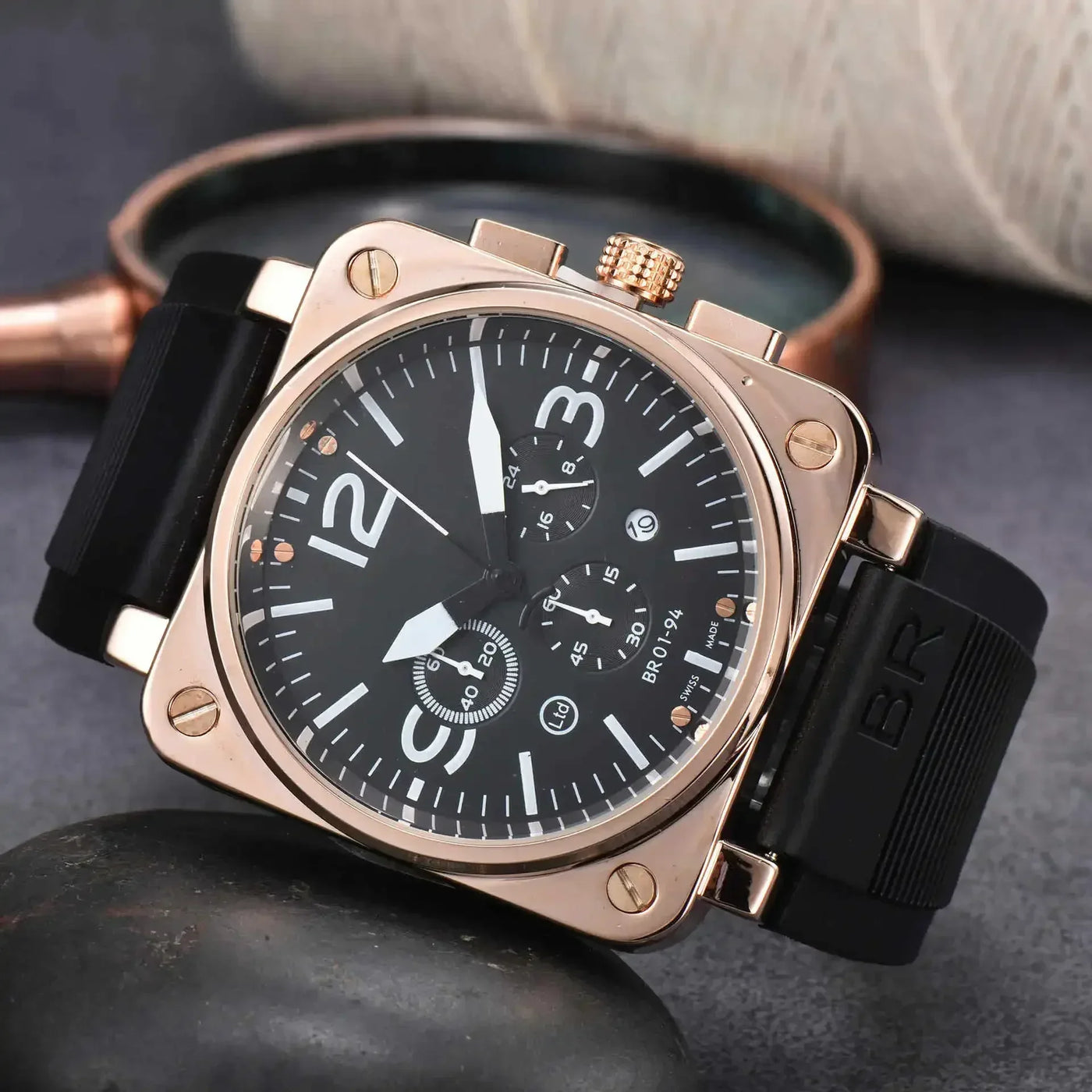 High-End BR Original Brand Watches For Mens High Quality Square Automatic Mechanical Watch Business Sports AAA Male Clock