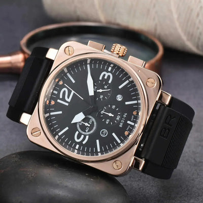 High-End BR Original Brand Watches For Mens High Quality Square Automatic Mechanical Watch Business Sports AAA Male Clock