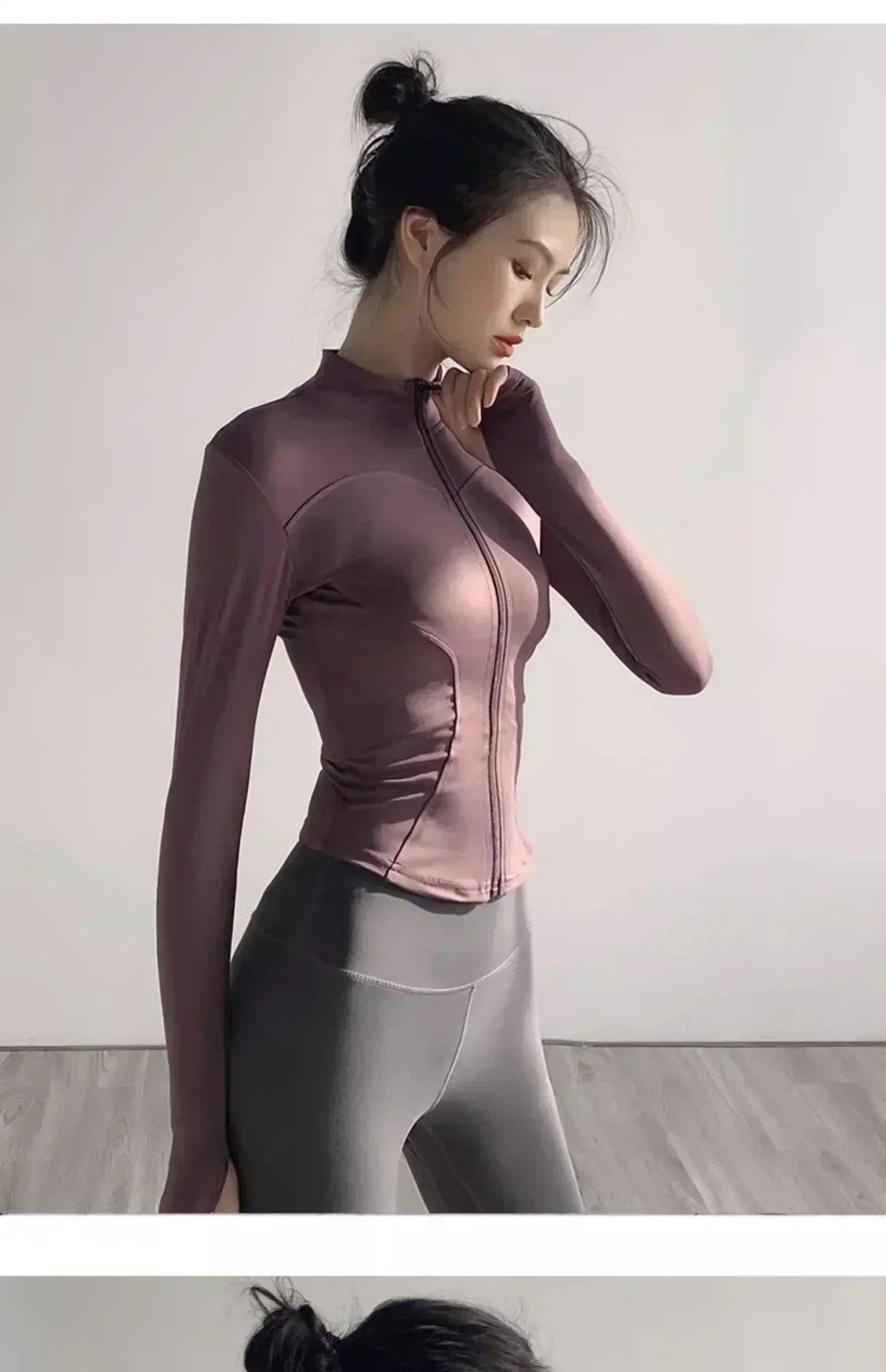 Women’s quick-drying sun protection sport coat tight yoga wear long sleeve cardigan running fitness jacket zipper