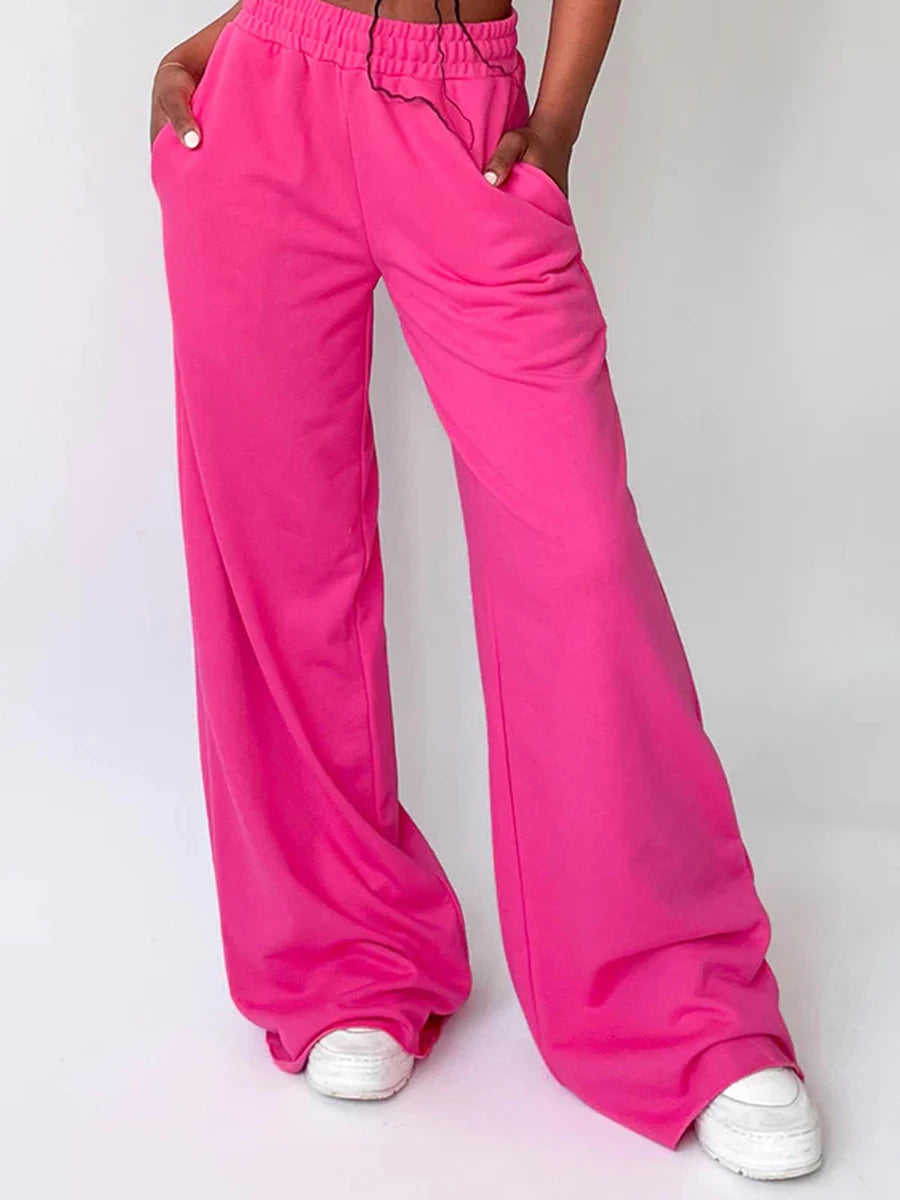 2023 Wide Leg Sweatpants for Women Elastic High Waisted Pocket Baggy Sweat Pants Teen Girls Oversized Straight Leg Sweatpants