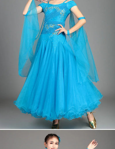 2025 Newest Woman Ballroom Dance Competition Dress Dance Ballroom Waltz Standard Dance Dress Women Ballroom Dress 009