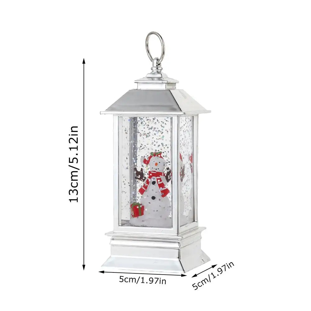 Christmas Snow Globe Lantern Vintage LED Christmas Lantern Lights Snow Crystal Ball Christmas Lantern Lights Portable Night
