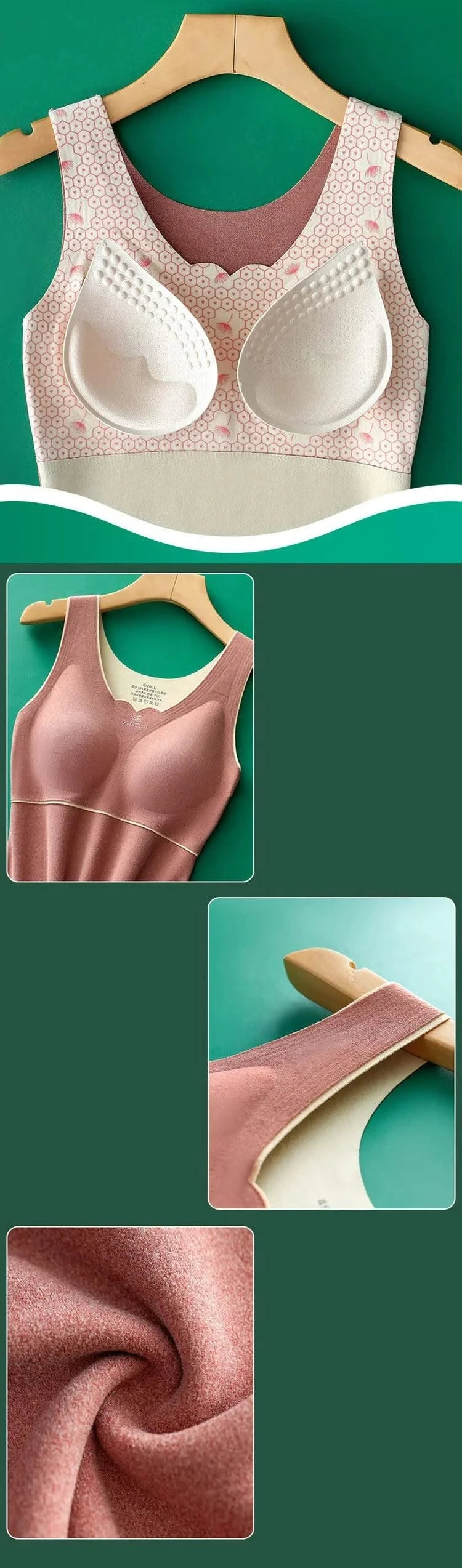 Thermal Underwear Velvet Vest Winter Women’s Solid Bottom with Chest Pad Camisole Slim Warm Sling Vest Female Thermal Underwear