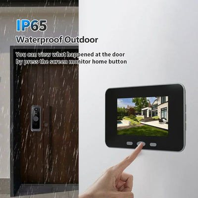 2.4G Wireless Audio Video Outdoor Waterproof Battery Powered Doorbell PIR Night Vision Camera with 4" Monitor APP NOT Required