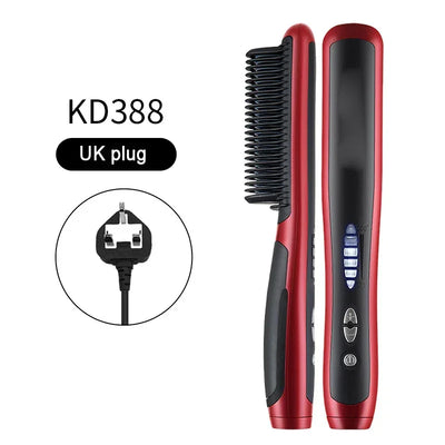 Hair & Beard Straightener Ionic Ceramic Hot Comb Electric Straighten Curling Hair Brush Negative Ion Anti-scalding Styling Tool