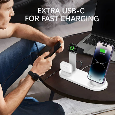 Universal Wireless Charging Station for iPhone 16, 15, 14, 13, 12, 11 Pro Max/Pro/Mini/Plus & for AirPods Pro 2 - Quick Charge