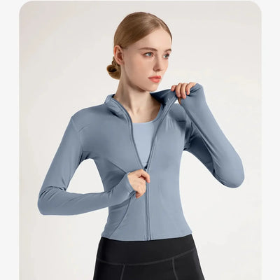 Women's Lightweight Sports Jacket  Long Sleeve Breathable Running Coat  Quick-Dry Fitness Yoga Top for Gym Workout