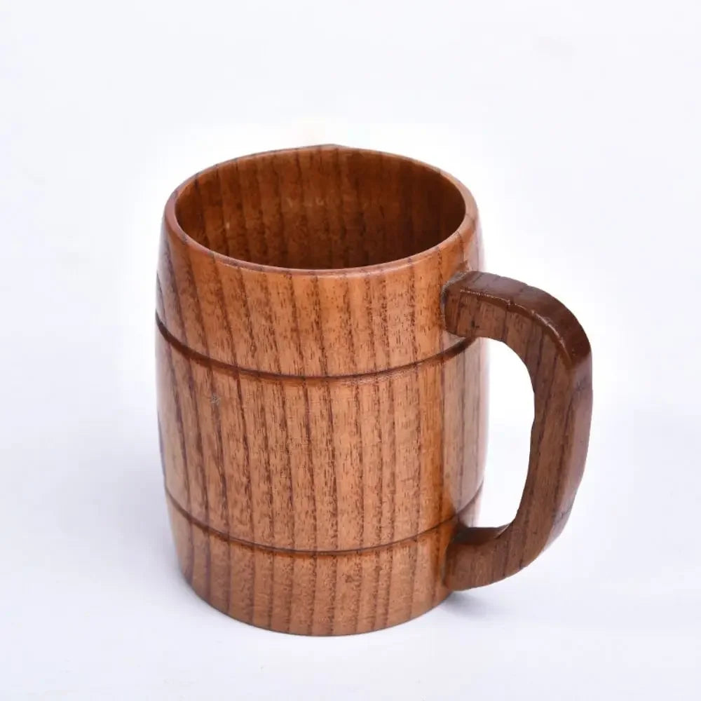 Drinkware Vintage Wooden Tea Cup Handmade Japanese Style Wood Coffee Mug with Handle Solid Wood Drinking Cup for Milk Hot Drinks