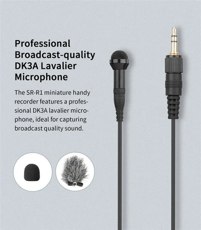 Saramonic SR-R1 Miniature Handy Recorder with Lavalier Microphone for Wedding Videography Interview, Filming and Recording
