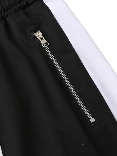 Men Sweatshirts Jogging Pants Men Casual Pants Men Stylish Color Block Zip Pockets Drawstring Sports Skinny Pants Trousers Pants