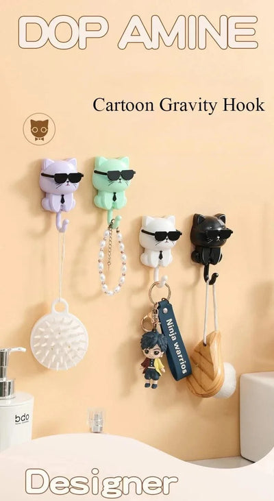 Kitten Hooks Cartoon Cats Gravities Induction Decorative Hooks Storage Racks for Keys Umbrellas Towels Adhesive Hooks Home Items