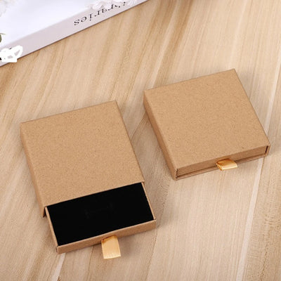 Thick Kraft Paper Drawer Jewelry Set Packaging Box Ring Necklace Bracelets Earring Gift Case Container With Sponge Inside